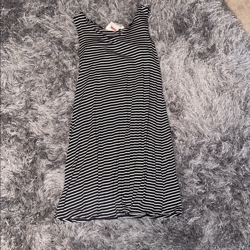 black and white striped casual dress New